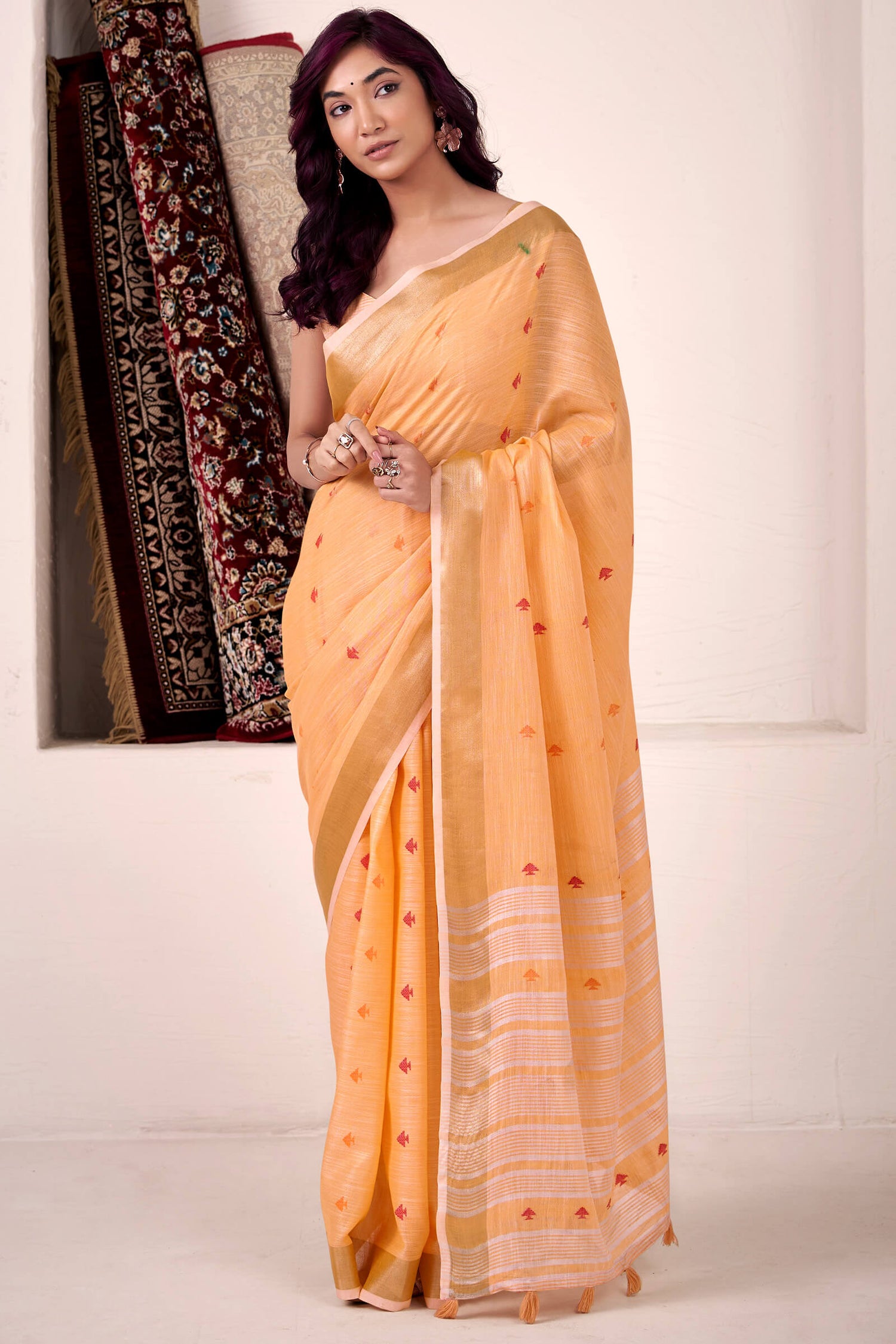 Supernal Orange Cotton Silk Saree With Capricious Blouse Piece