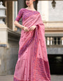 Proficient Pink Cotton Silk Saree With Piquant Blouse Piece