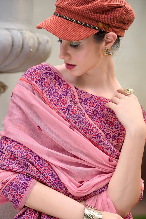 Load image into Gallery viewer, Proficient Pink Cotton Silk Saree With Piquant Blouse Piece
