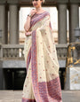 Quixotic Beige Cotton Silk Saree With Lustrous Blouse Piece