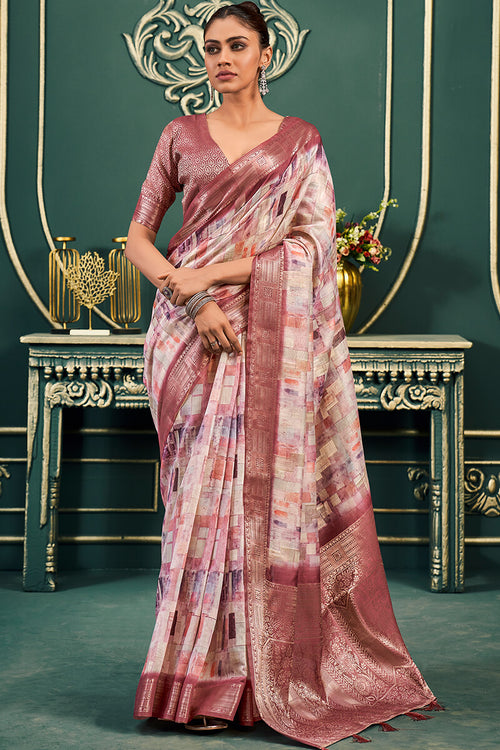 Load image into Gallery viewer, Girlish Maroon Digital Printed Cotton Silk Saree With Wonderful Blouse Piece
