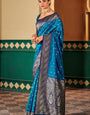 Brood Blue Soft Banarasi Silk Saree With Ebullience Blouse Piece