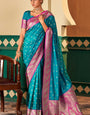 Woebegone Firozi Soft Banarasi Silk Saree With Amiable Blouse Piece