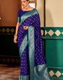 Fragrant Navy Blue Soft Banarasi Silk Saree With Exuberant Blouse Piece