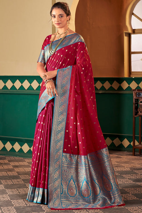 Load image into Gallery viewer, Resplendent Maroon Soft Banarasi Silk Saree With Majestic Blouse Piece
