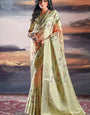 Luxuriant Pista Digital Printed Satin Silk Saree With Mellifluous Blouse Piece