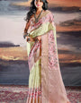 Susurrous Pista Digital Printed Satin Silk Saree With Grandiose Blouse Piece