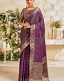 Snappy Purple Soft Banarasi Silk Saree With Mellifluous Blouse Piece