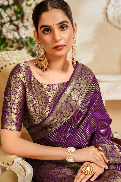 Load image into Gallery viewer, Snappy Purple Soft Banarasi Silk Saree With Mellifluous Blouse Piece
