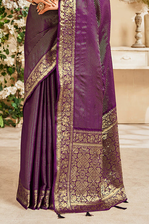 Load image into Gallery viewer, Snappy Purple Soft Banarasi Silk Saree With Mellifluous Blouse Piece
