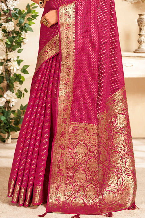 Load image into Gallery viewer, Snappy Dark Pink Soft Banarasi Silk Saree With Tremendous Blouse Piece
