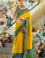 Ailurophile Yellow Soft Banarasi Silk Saree With Stunner Blouse Piece