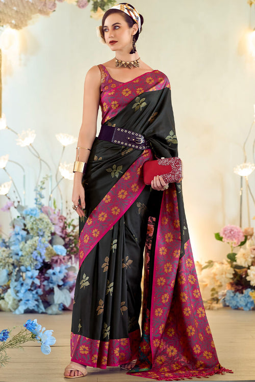 Load image into Gallery viewer, Precious Black Soft Banarasi Silk Saree With Classy Blouse Piece
