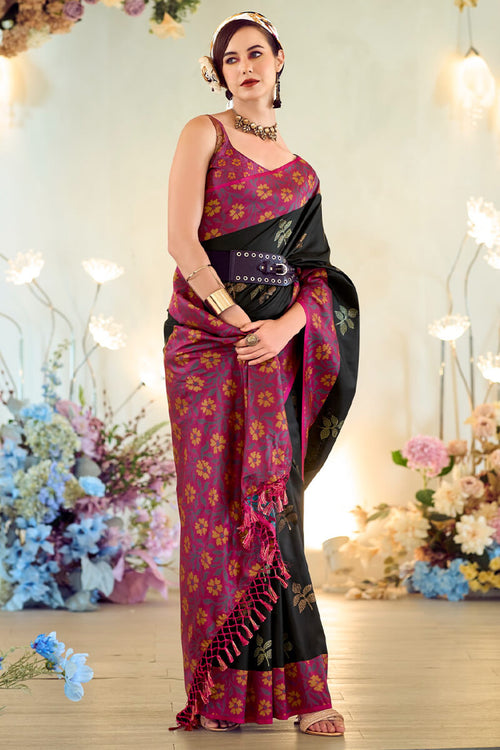 Load image into Gallery viewer, Precious Black Soft Banarasi Silk Saree With Classy Blouse Piece
