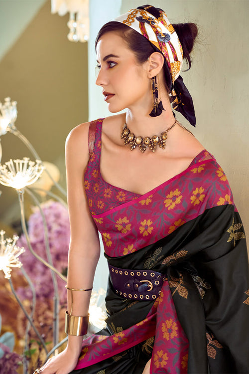 Load image into Gallery viewer, Precious Black Soft Banarasi Silk Saree With Classy Blouse Piece
