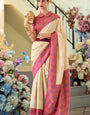 Radiant Beige Soft Banarasi Silk Saree With Pleasant Blouse Piece