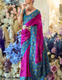 Stunner Dark Pink Soft Banarasi Silk Saree With Bewitching Blouse Piece