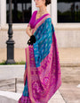 Inspiring Blue Soft Banarasi Silk Saree With Bewitching Blouse Piece