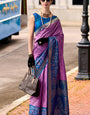 Scintilla Lavender Soft Banarasi Silk Saree With Magnetic Blouse Piece