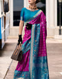 Enigmatic Dark Pink Soft Banarasi Silk Saree With Radiant Blouse Piece