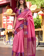 Blissful Pink Soft Banarasi Silk Saree With Dalliance Blouse Piece