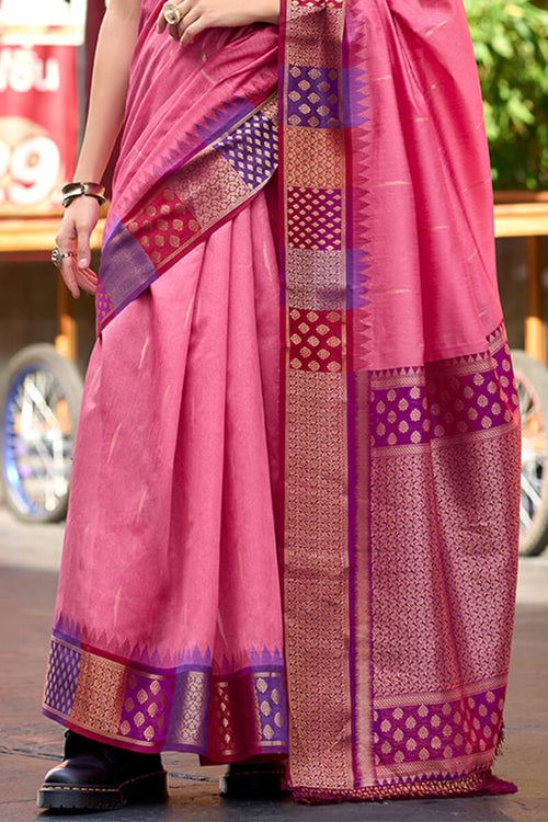 Load image into Gallery viewer, Blissful Pink Soft Banarasi Silk Saree With Dalliance Blouse Piece
