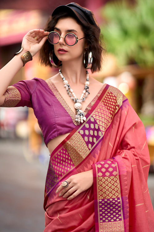 Load image into Gallery viewer, Flameboyant Pink Soft Banarasi Silk Saree With Inspiring Blouse Piece
