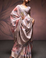 Majesty Grey Digital Printed Soft Silk Saree With Fancifull Blouse Piece