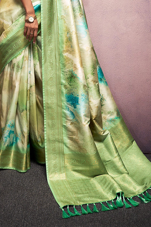 Load image into Gallery viewer, Exquisite Pista Digital Printed Soft Silk Saree With Excellent Blouse Piece
