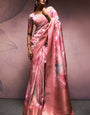 Desultory Pink Digital Printed Soft Silk Saree With Eloquence Blouse Piece