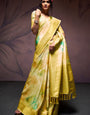 Smashing Mustard Digital Printed Soft Silk Saree With Snappy Blouse Piece