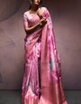 Glittering Dark Pink Digital Printed Soft Silk Saree With Fugacious Blouse Piece