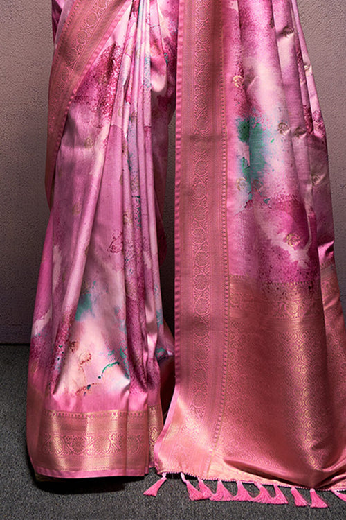 Load image into Gallery viewer, Glittering Dark Pink Digital Printed Soft Silk Saree With Fugacious Blouse Piece
