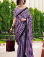 Sophisticated Lavender Digital Printed Satin Silk Saree With Gleaming Blouse Piece