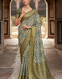 Nemesis Grey Digital Printed Soft Silk Saree With Radiant Blouse Piece