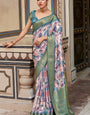 Snappy Baby Pink Digital Printed Soft Silk Saree With Seraphic Blouse Piece