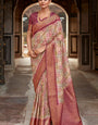 Elaborate Wine Digital Printed Soft Silk Saree With Resonant Blouse Piece