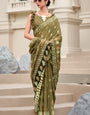 Evanescent Mehndi Printed Mul Cotton Saree With Serendipity Blouse Piece