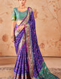 Angelic Royal Blue Soft Banarasi Silk Saree With Assemblage Blouse Piece