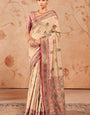 Dissemble Beige Soft Banarasi Silk Saree With Evanescent Blouse Piece