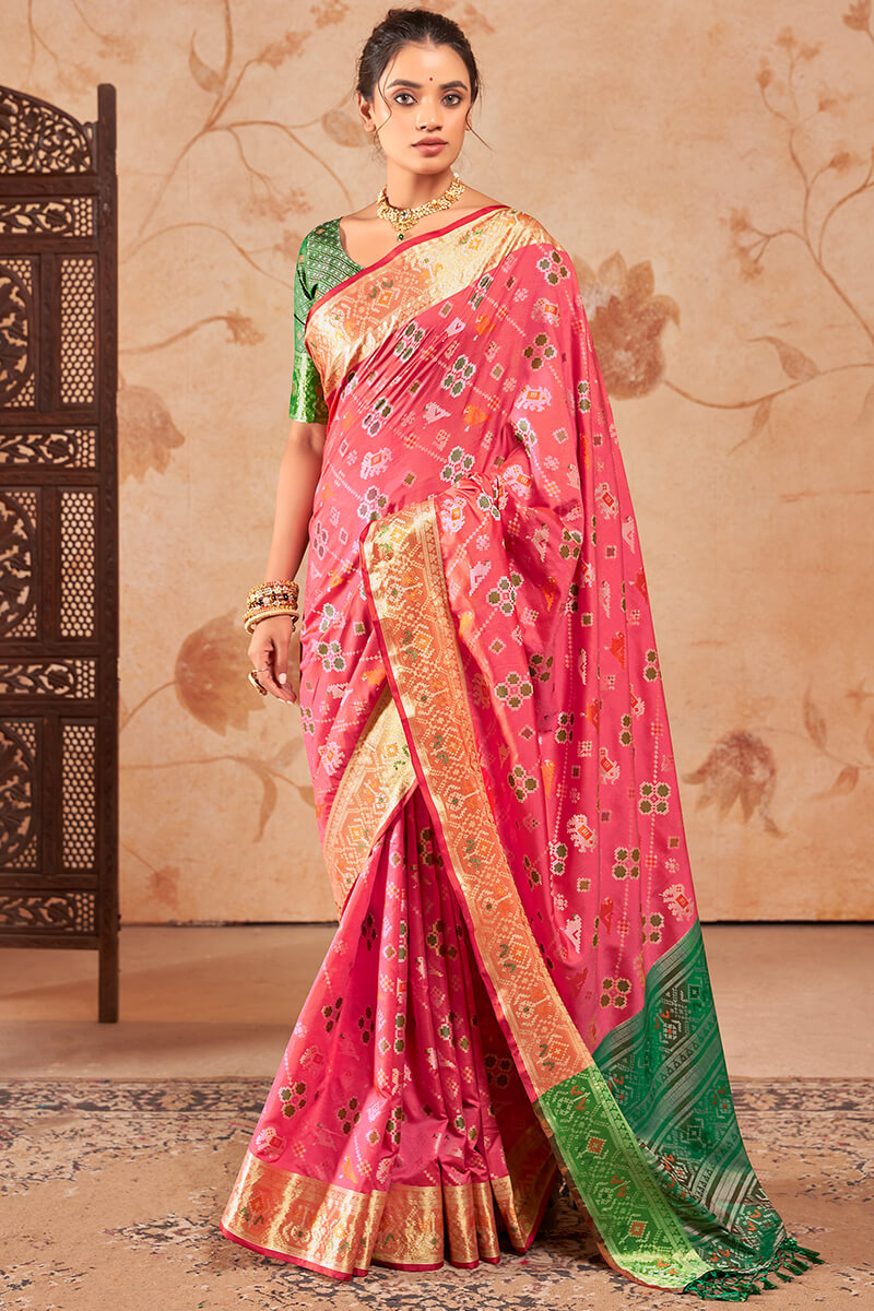 Ratatouille Pink Soft Banarasi Silk Saree With Serendipity Blouse Piece