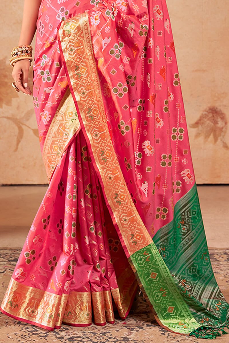 Ratatouille Pink Soft Banarasi Silk Saree With Serendipity Blouse Piece