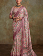 Engaging Lavender Digital Printed Soft Silk Saree With Gossamer Blouse Piece