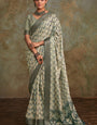 Aplomb Grey Digital Printed Soft Silk Saree With Opulent Blouse Piece