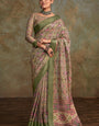 Sonorous Green Digital Printed Soft Silk Saree With Glamorous Blouse Piece