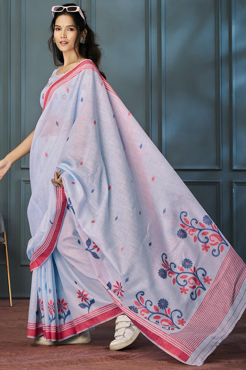 Load image into Gallery viewer, Mellifluous Lavender Cotton Silk Saree With Quintessential Blouse Piece
