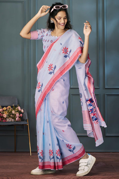 Load image into Gallery viewer, Mellifluous Lavender Cotton Silk Saree With Quintessential Blouse Piece
