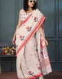 Vestigial Beige Cotton Silk Saree With Splendiferous Blouse Piece