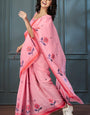 Enthralling Pink Cotton Silk Saree With Vibrant Blouse Piece