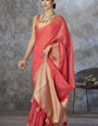 Proficient Red Cotton Silk Saree With Improbable Blouse Piece